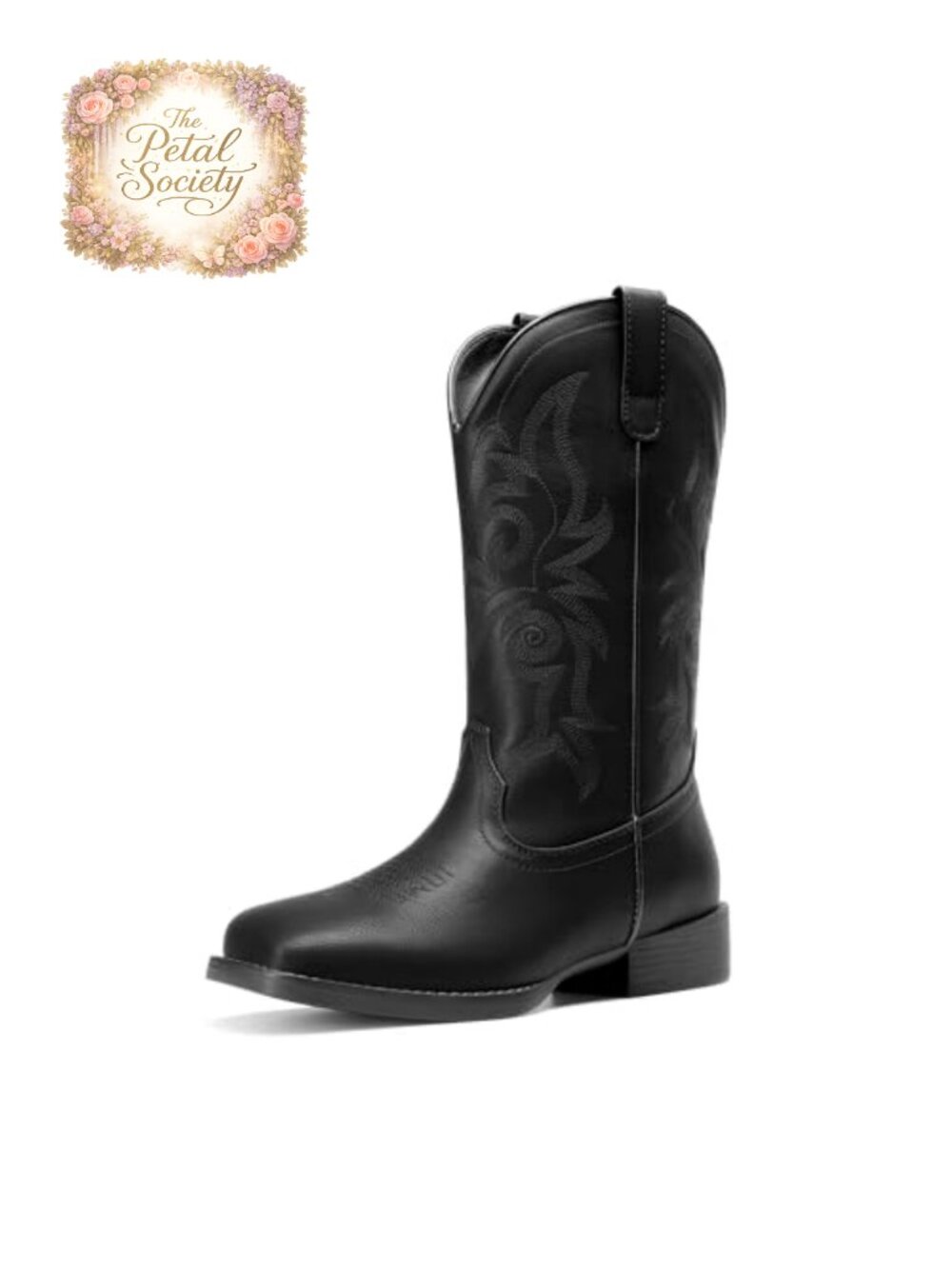 Faux Leather Square Toe Mid-Calf Western Boots with Arch Support